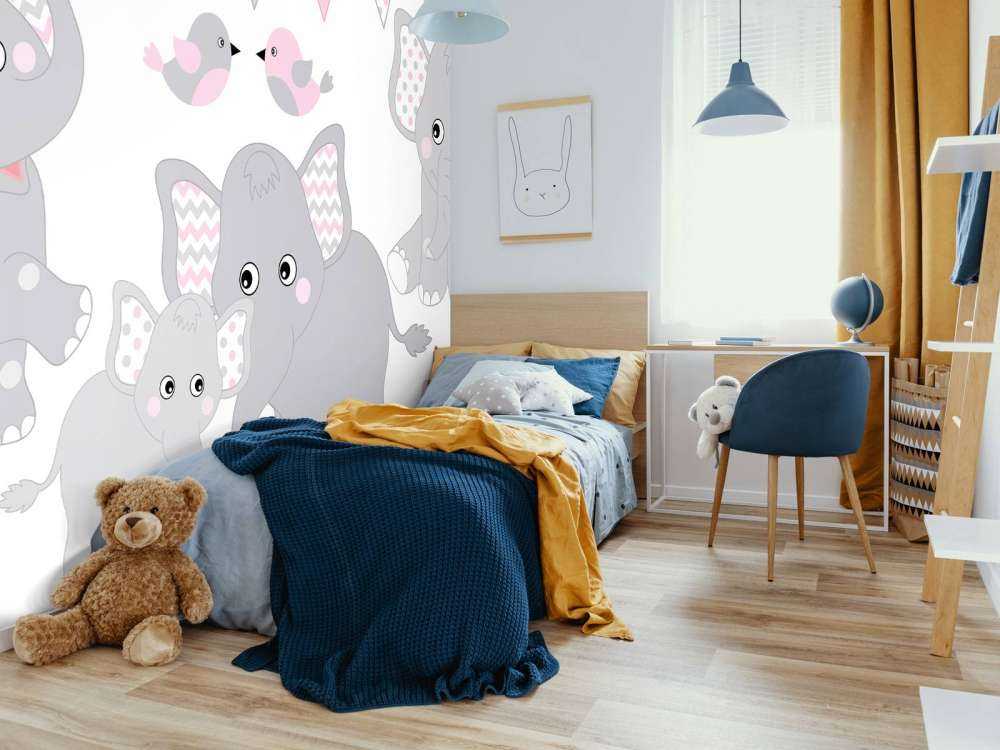 Olifanten en vogeltjes met slingers