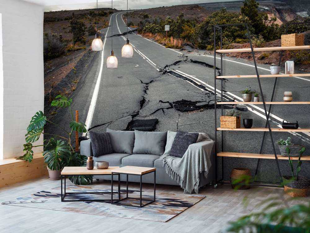 Kapotte snelweg in Hawaii
