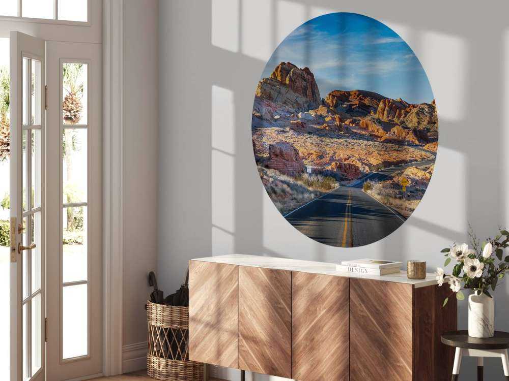 Weg door de Nevada woestijn