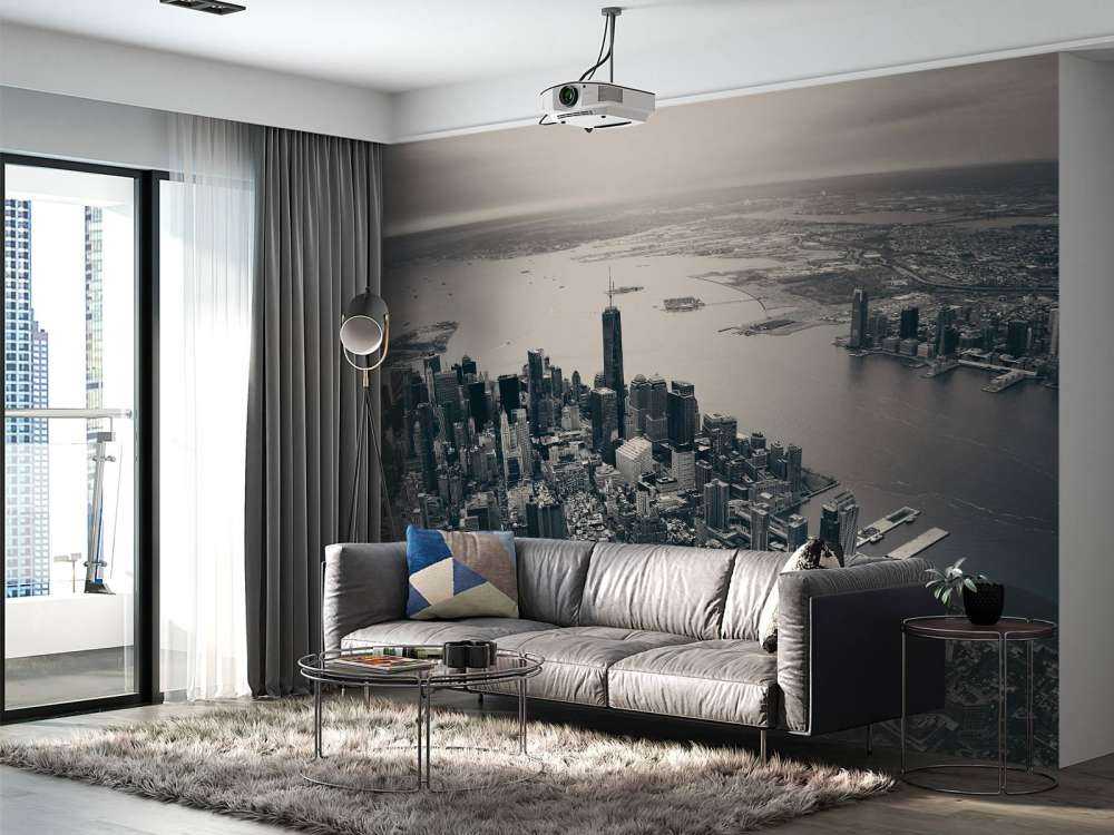 New York luchtfoto in zwart-wit