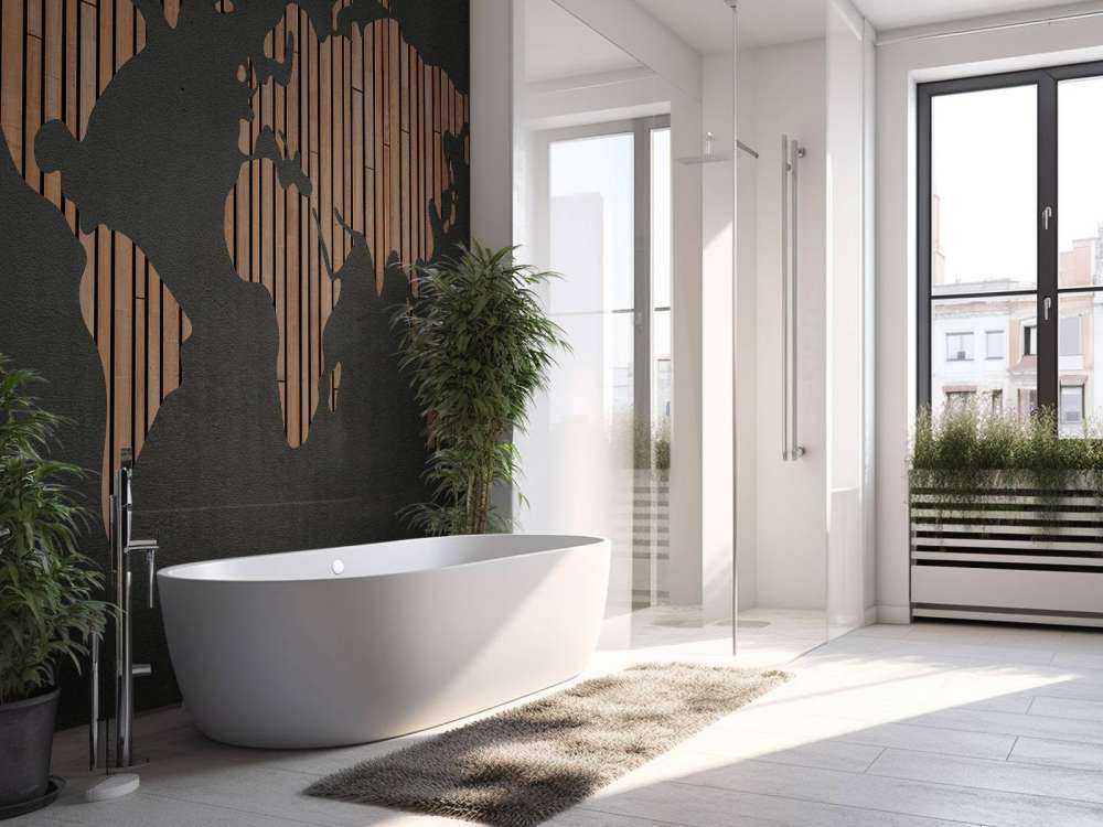 Wereldkaart met houten planken