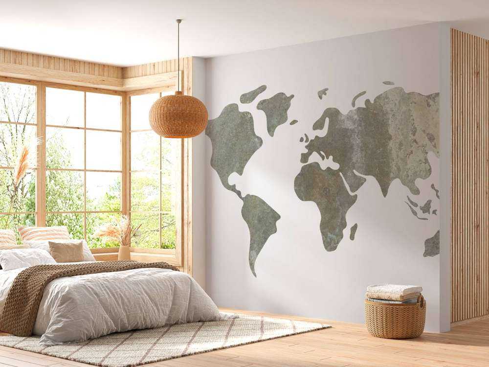 Groen wereldkaart van metaal structuur