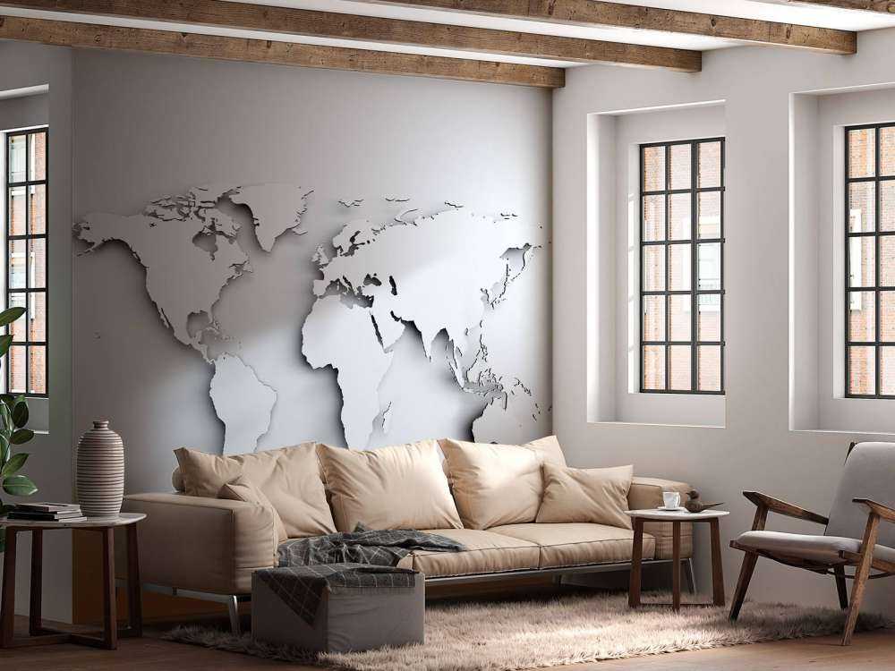 Witte wereldkaart in 3D