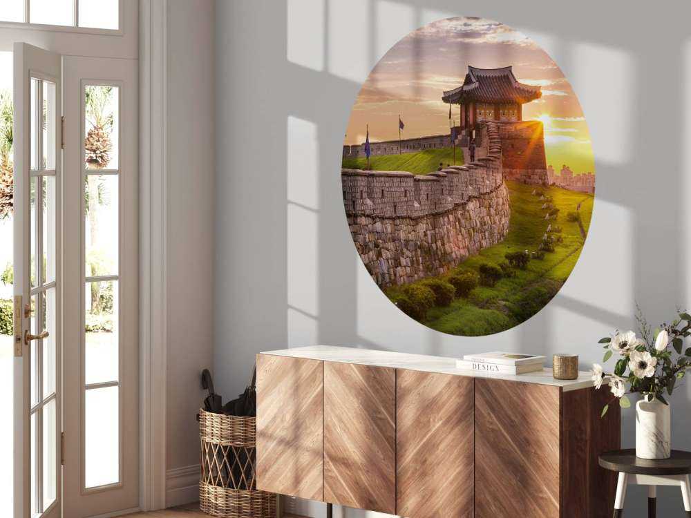 Hwaseong-vesting bij zonsondergang