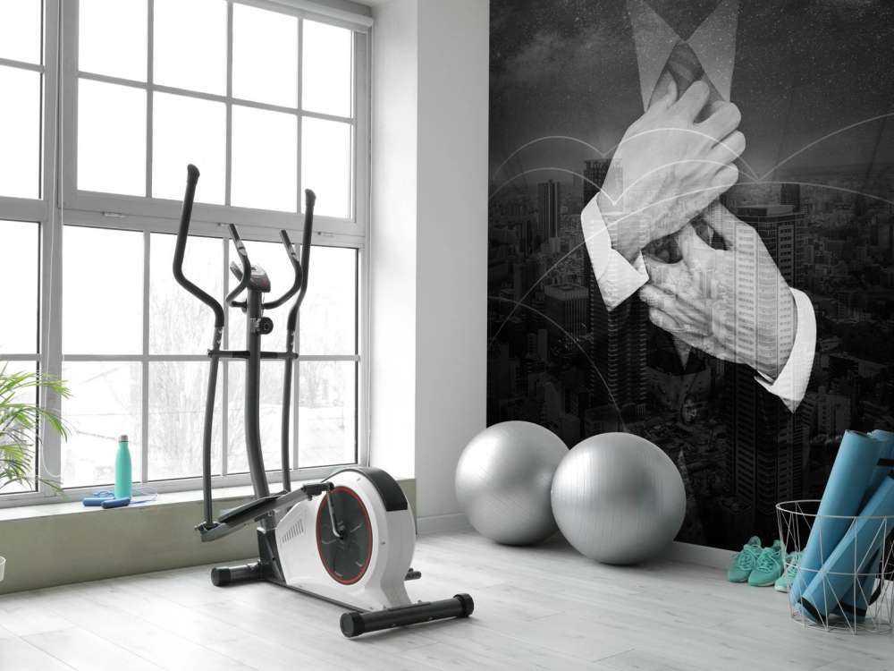 Zakenman met een wereldstad op de achtergrond