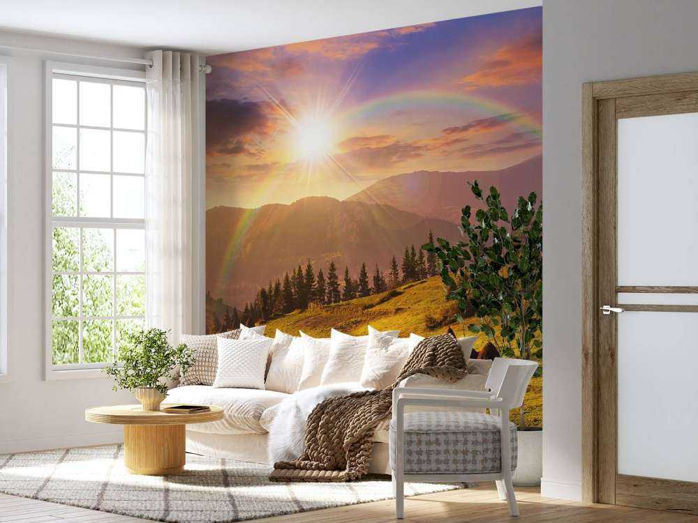 Hooibergen in berglandschap