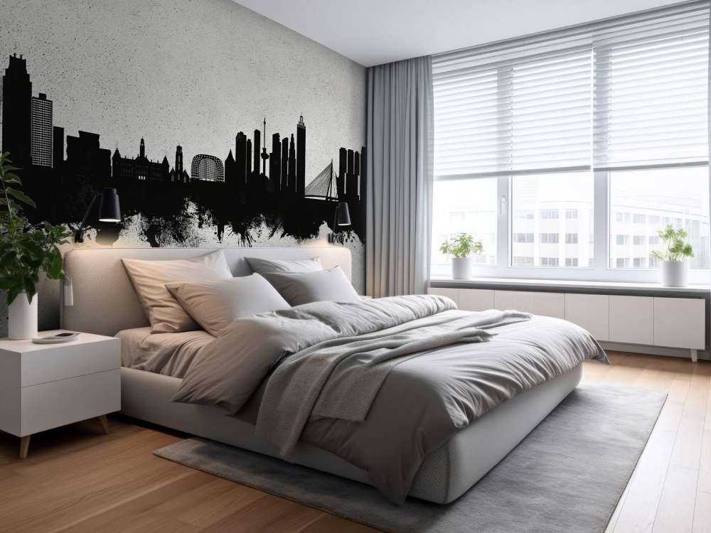 Waterverf skyline, Rotterdam