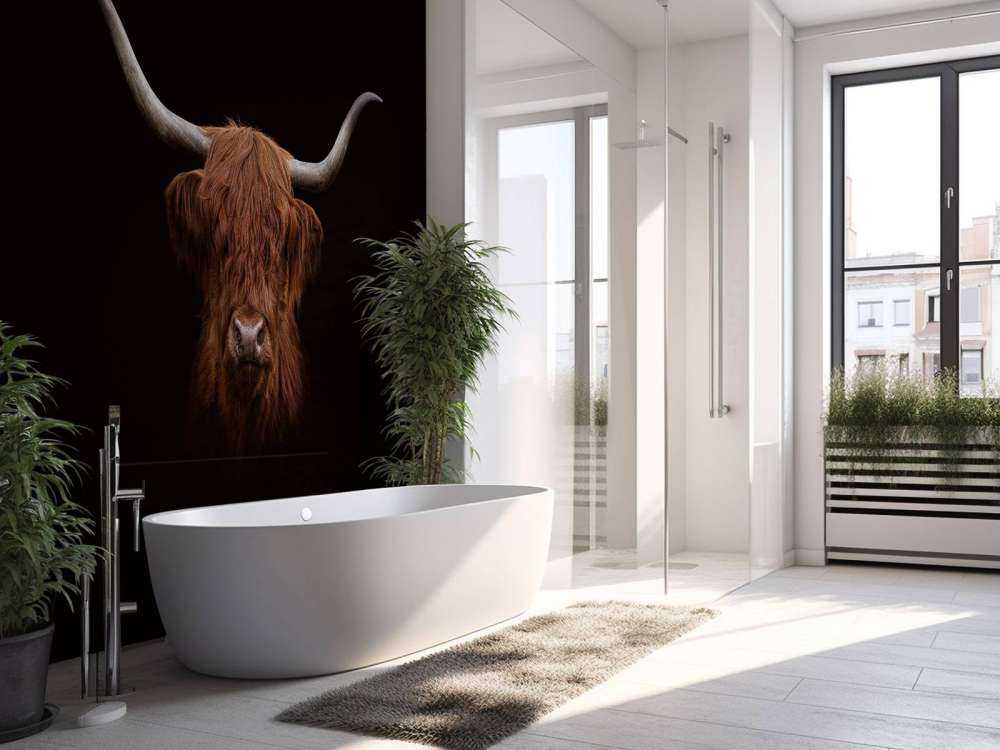 Schotse hooglander op donkere achtergrond