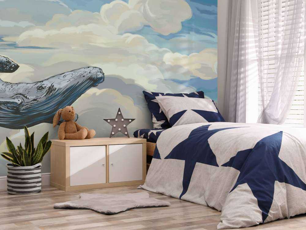 Walvis door de wolken