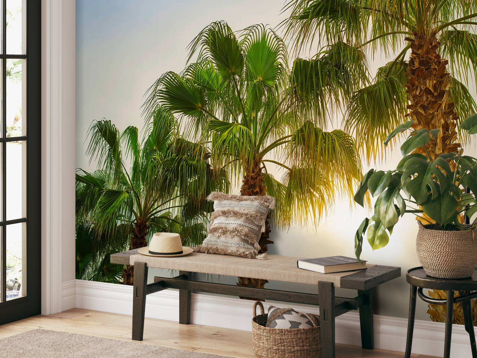 Palmbomen met zon