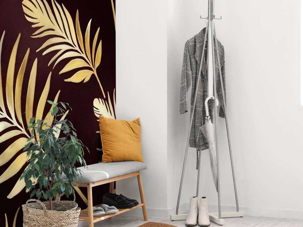 Golden leaves on dark Bronze