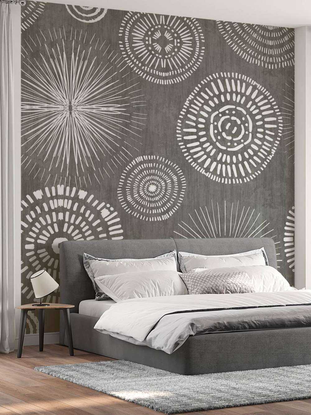 Graceful Boho Circles White Grey