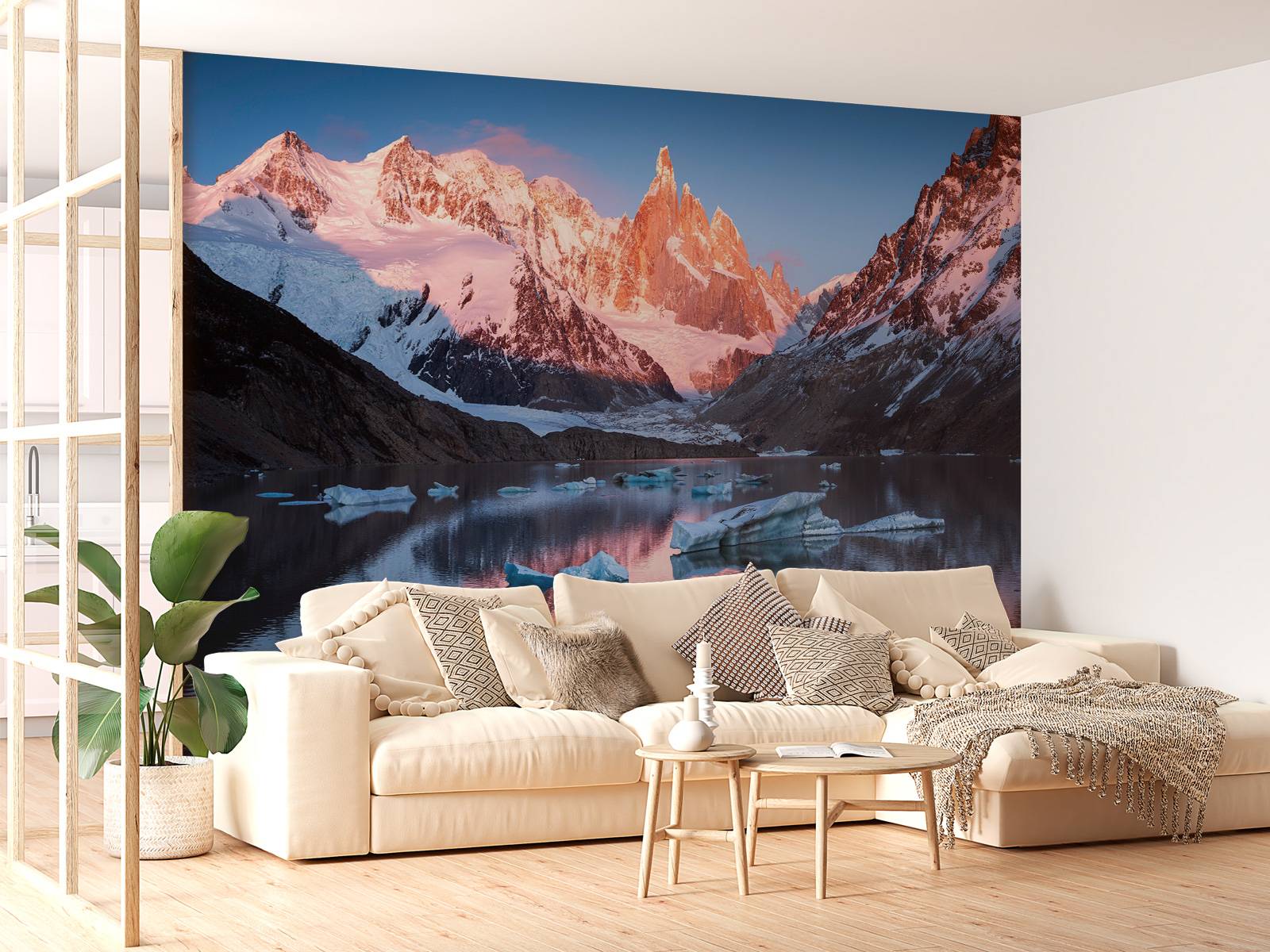 Gletsjermeer met alpengloed in patagonië