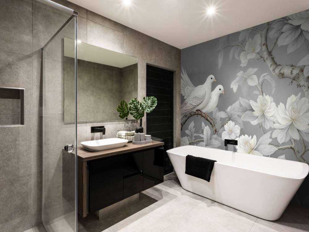 Witte duiven met magnoliabloesem