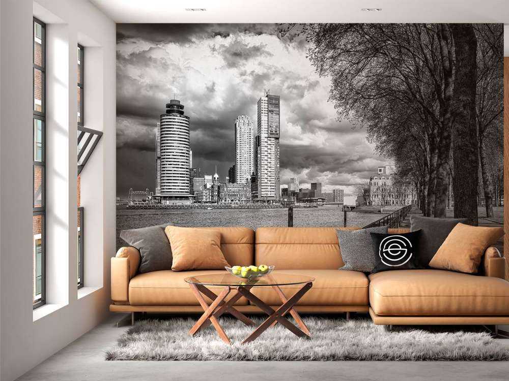 Zwart-Wit Skyline vanaf de Kade