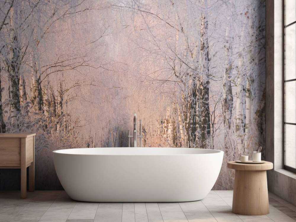 Bomenrij in de Wintermist