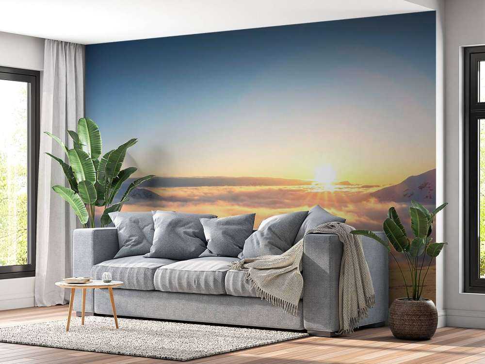 Zonsopkomst boven de winterbergen