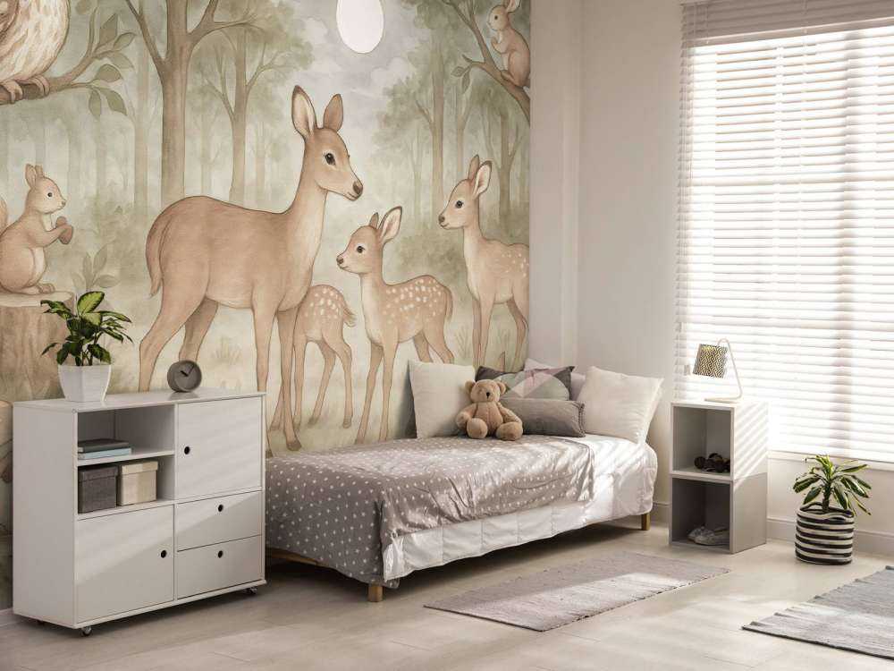 Bosdieren bij maanlicht