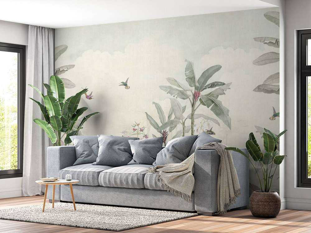 Kolibries en tropische bladeren