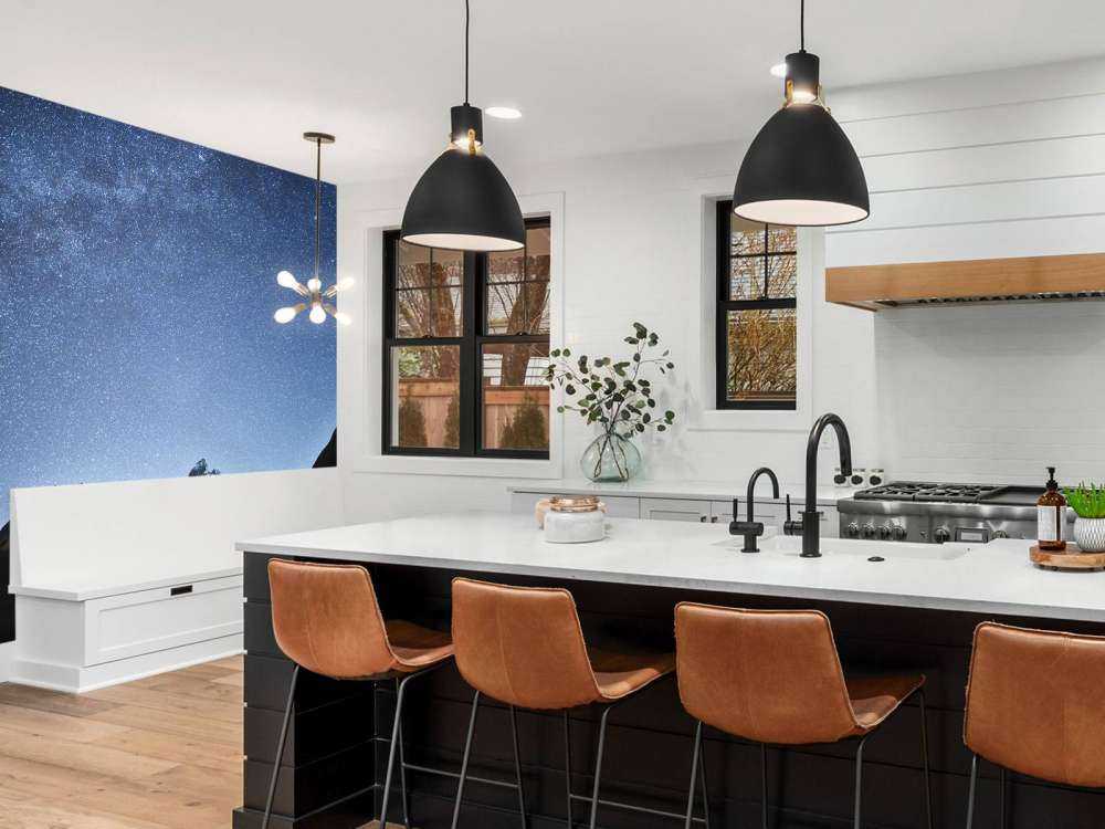 Een verlichte nacht in de bergen