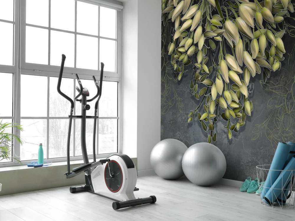 Witte bloemkelken op een donkergrijze betonstructuur