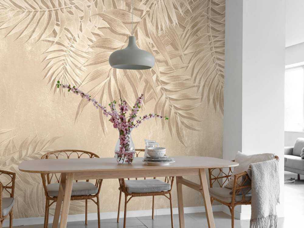 Palmbladeren textuur, beige