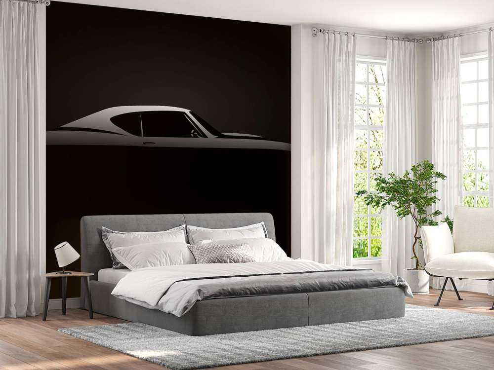 Klassieke Amerikaanse muscle car design met een zwarte achtergrond