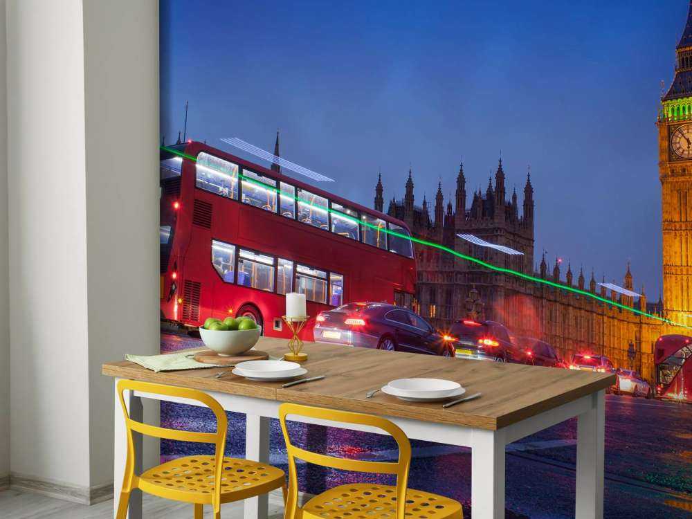 Het Londens verkeer in de avond