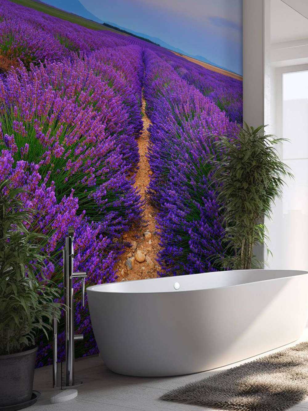 Lavendel landschap met bergen