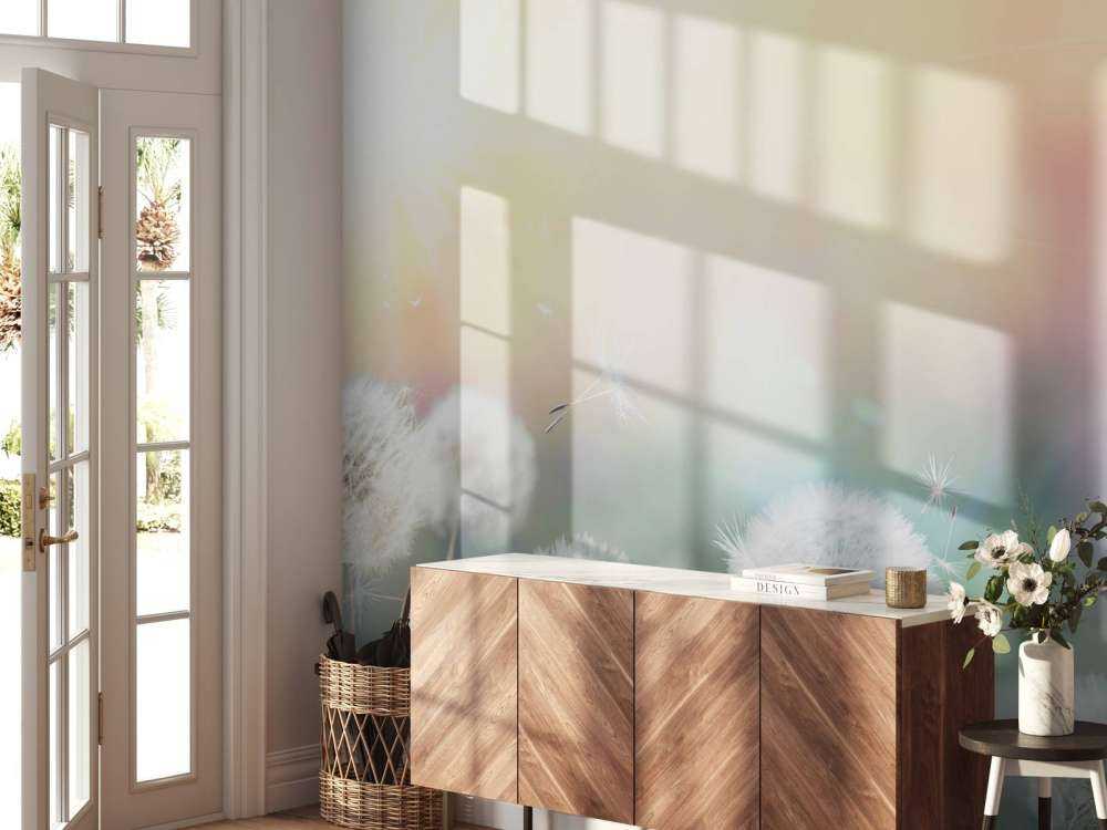 Paardebloem design met gekleurde achtergrond