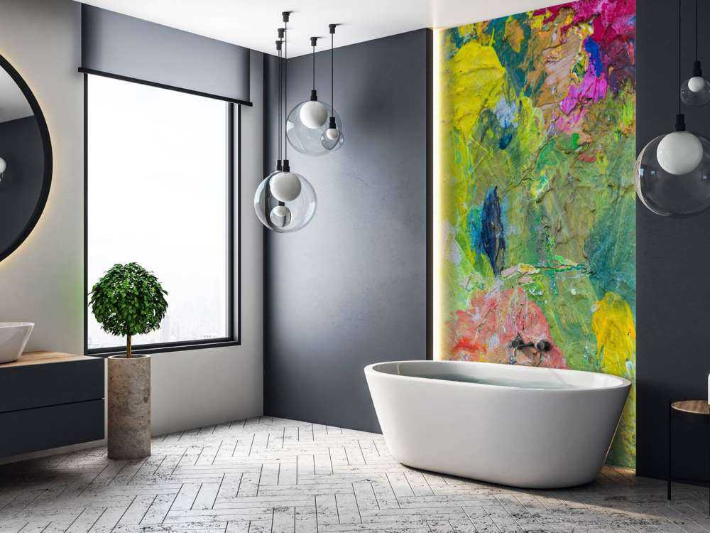 Close-up van een kleurrijk schilderwerk