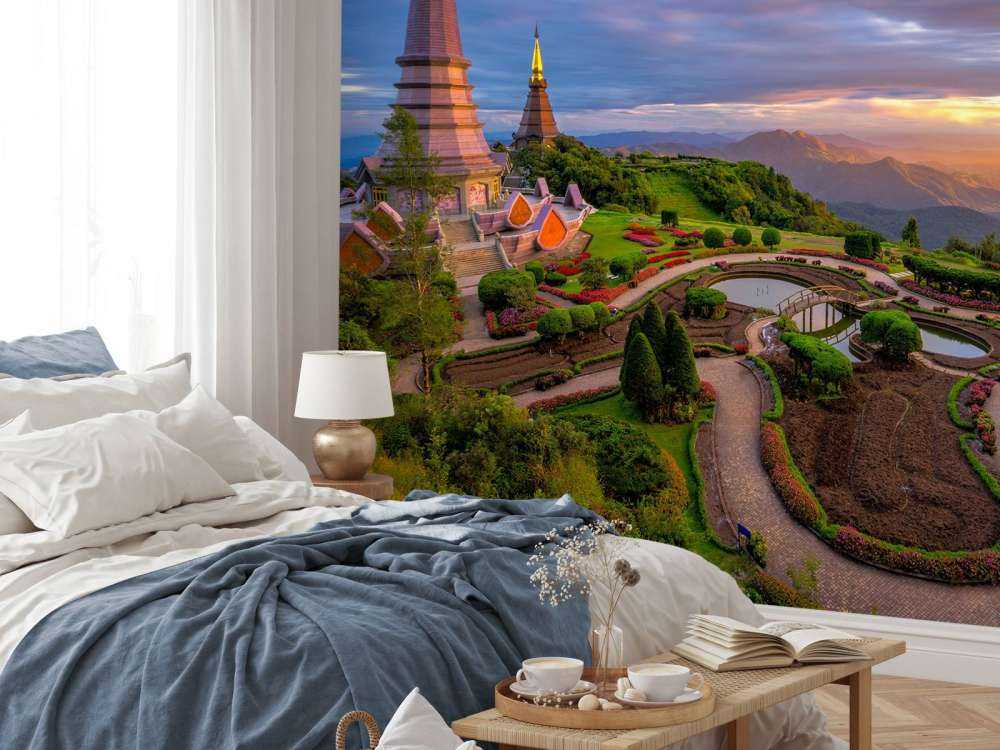 De Doi Inthanon berg bij zonsondergang