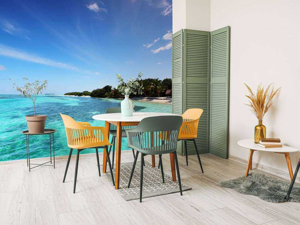 Tropisch strand met palmbomen