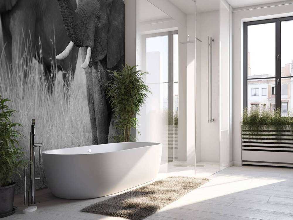 Olifanten in zwart-wit