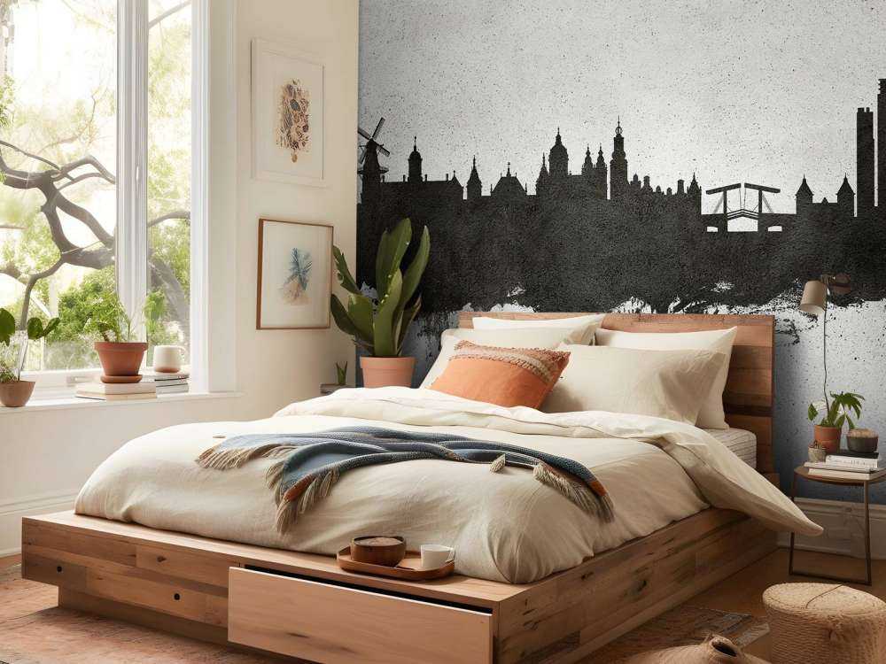 Waterverf skyline, Amsterdam