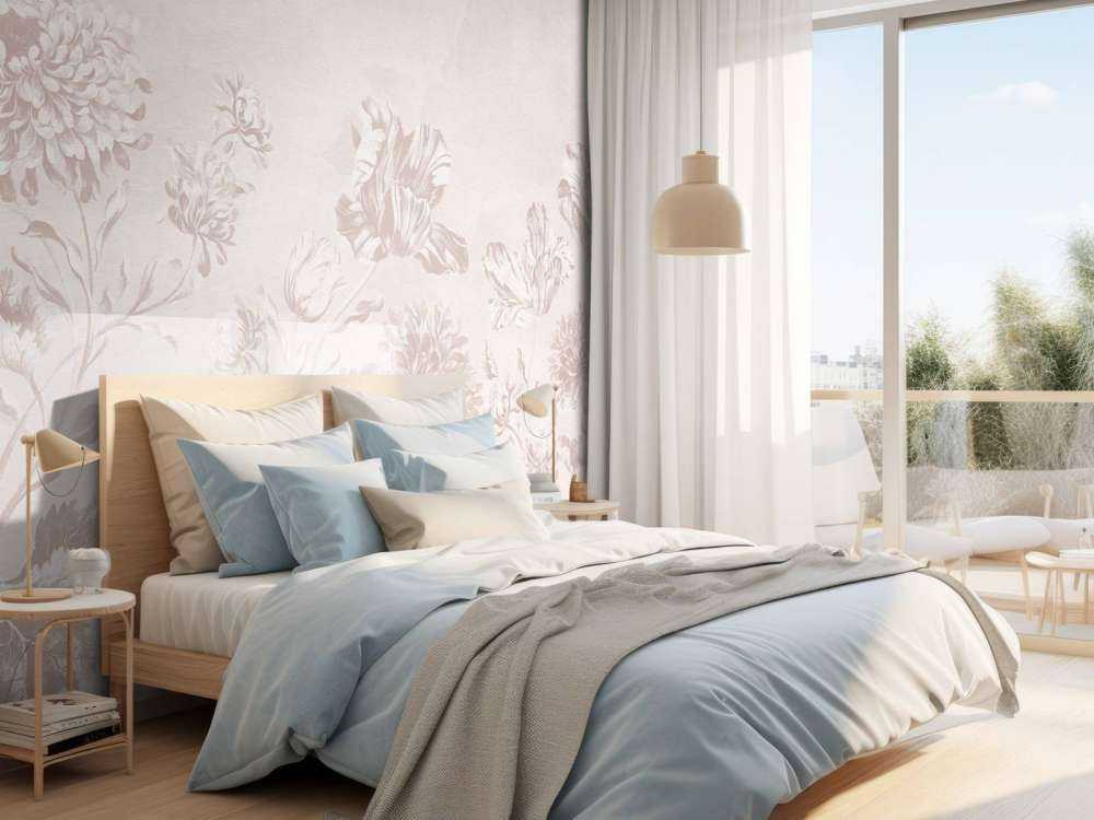 Baroque bloemen landschap - poeder roze