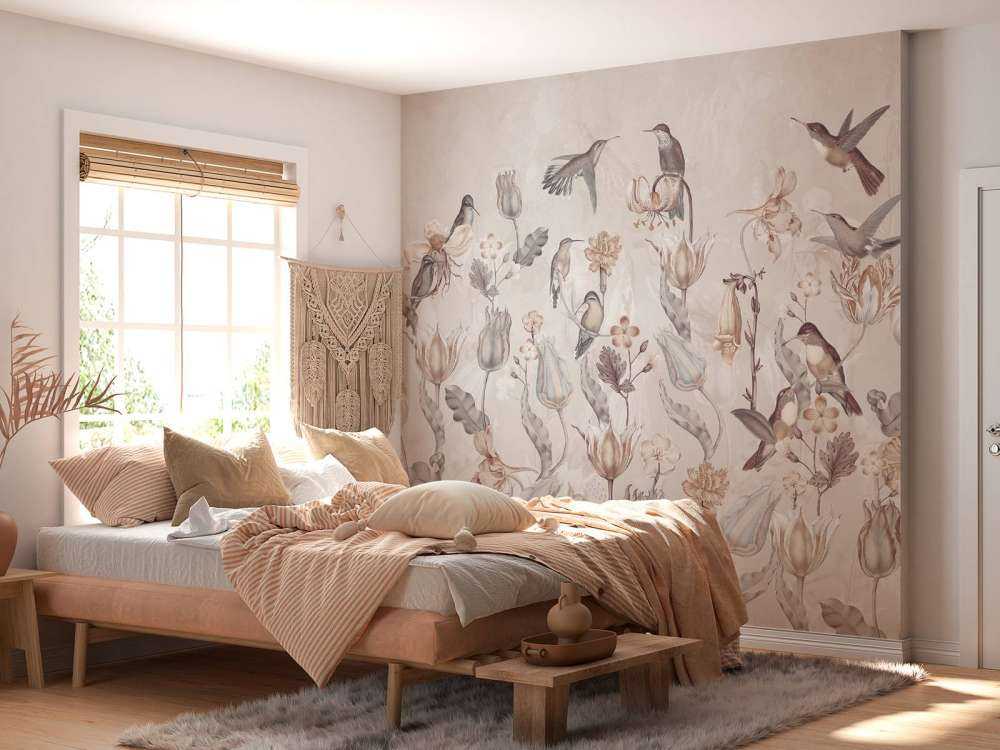 Spring Hummingbird Symphony - Vintage Sepia Bloom