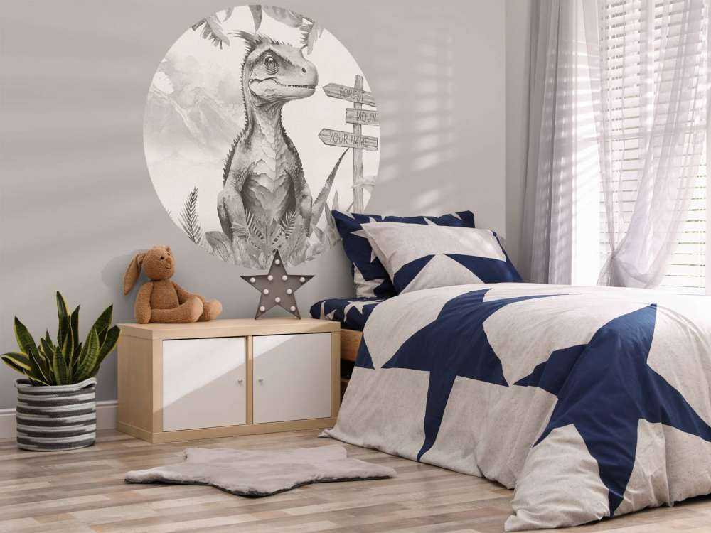 Baby velociraptor in de jungle beige