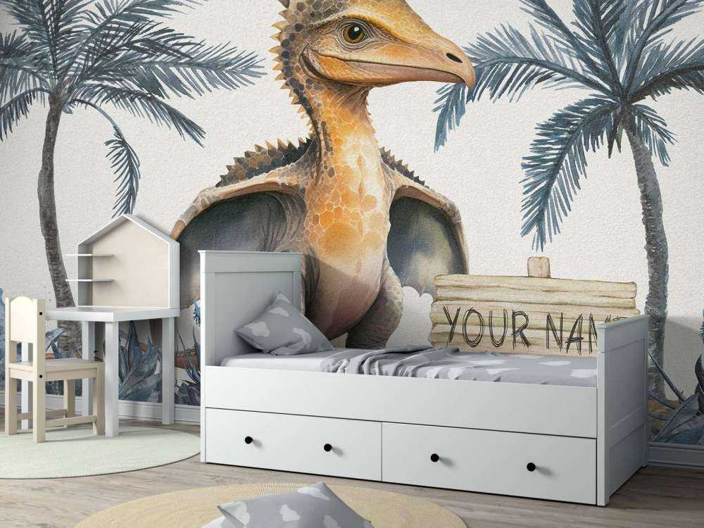 Baby pteranodon in de jungle blauw