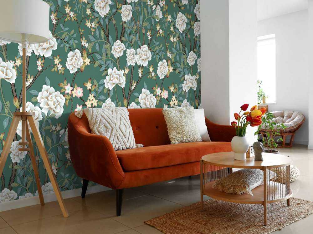 Pioenrozen op groene achtergrond