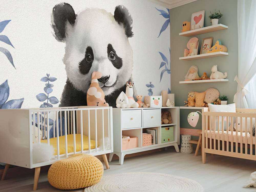 Baby panda in de jungle blauw