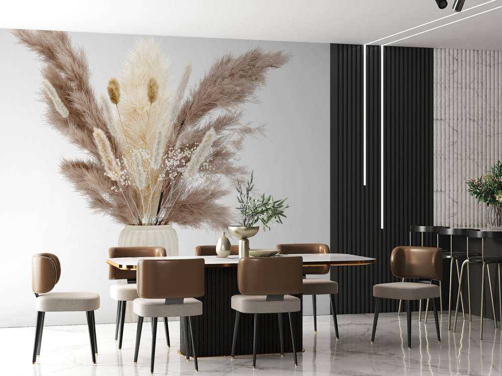 Vaas met beige planten