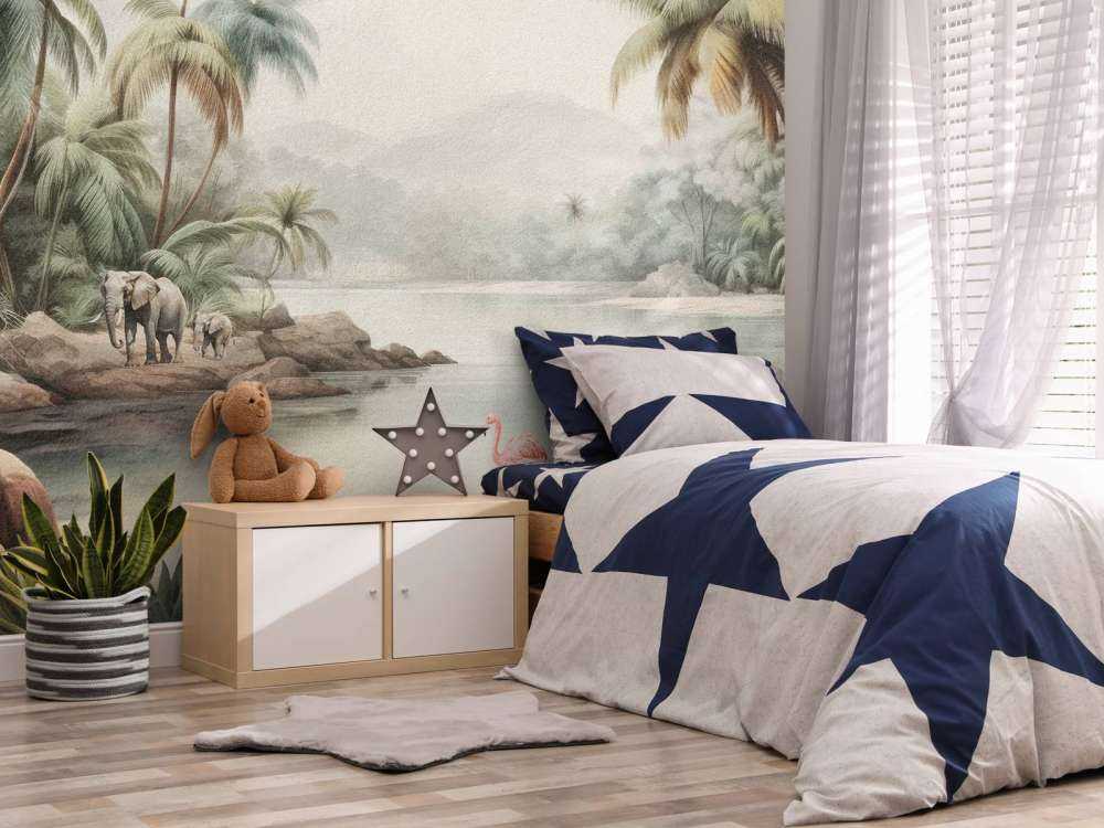 Jungle landschap met dieren in kleur