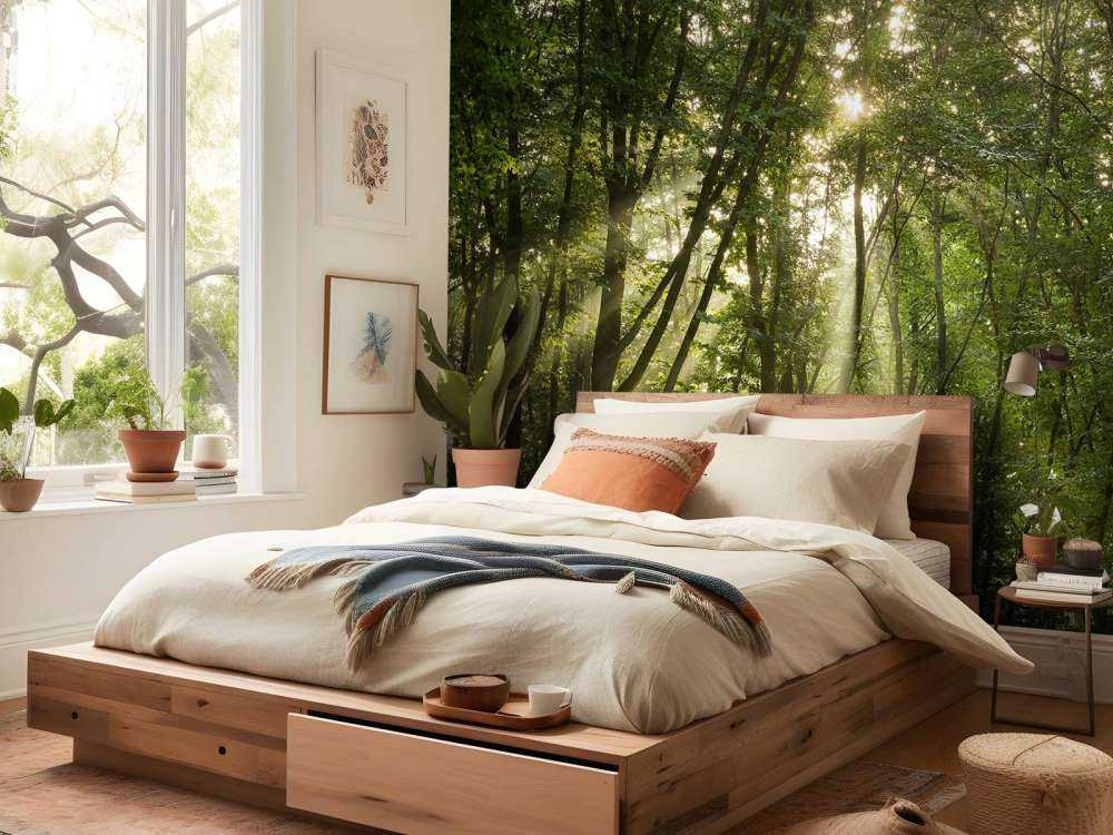 Zonnestralen in het bos