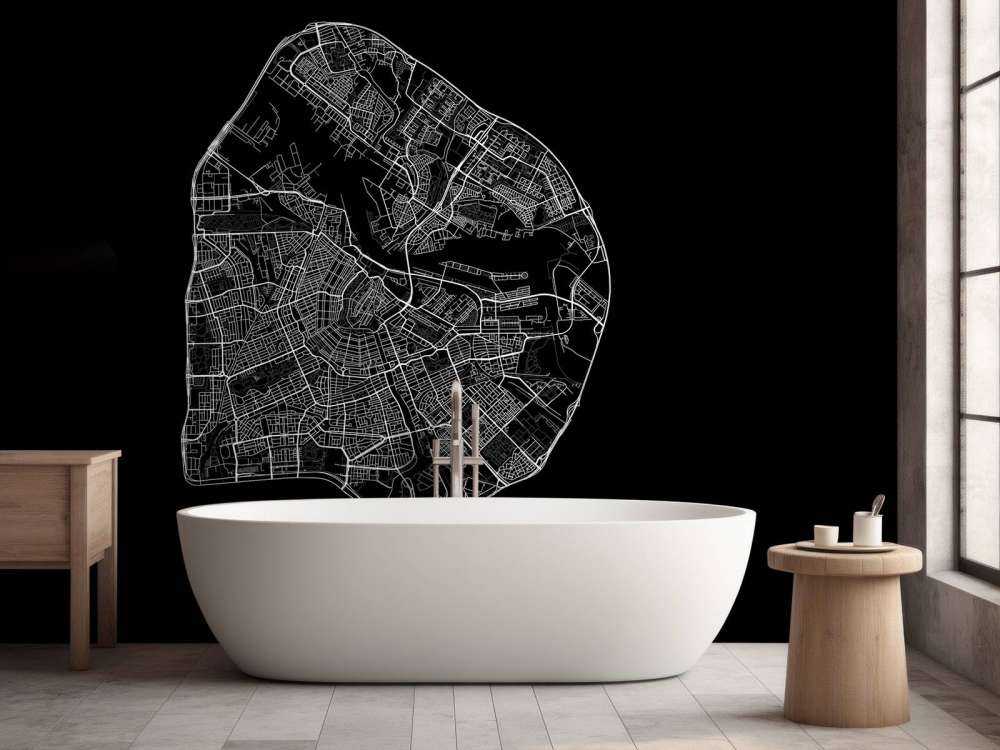 Plattegrond van Amsterdam, zwart