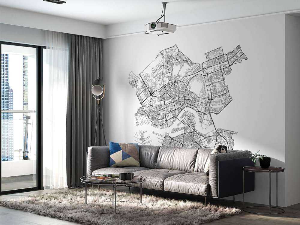 Plattegrond van Rotterdam, wit