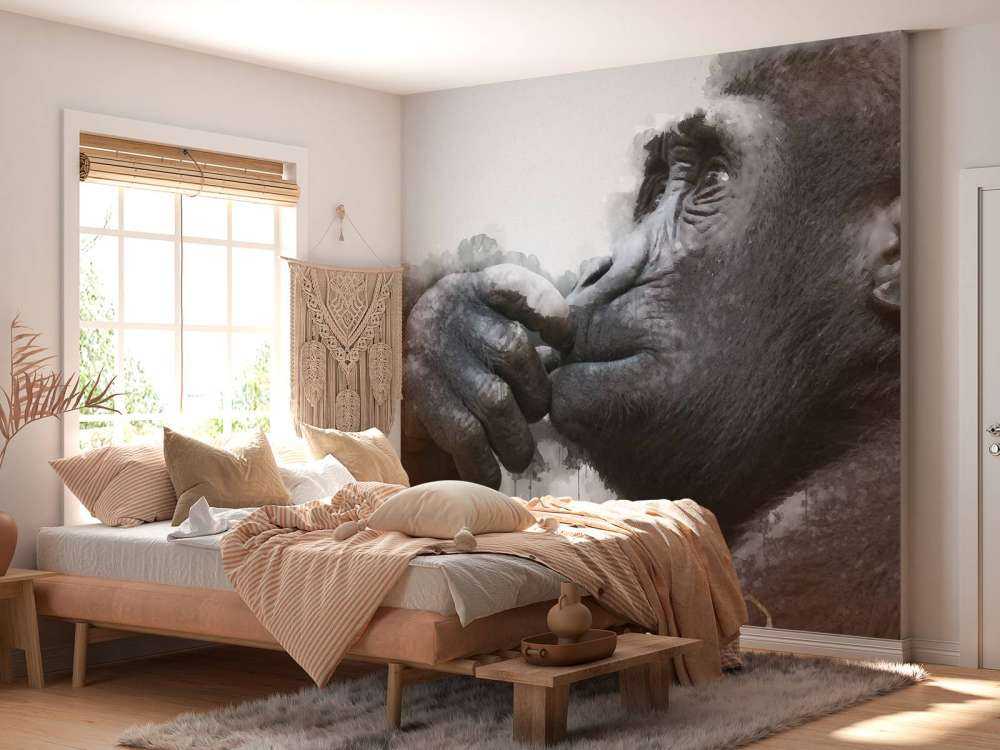 Waterverf chimpansee