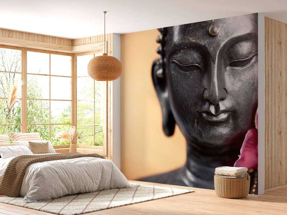 Buddha en roze orchidee