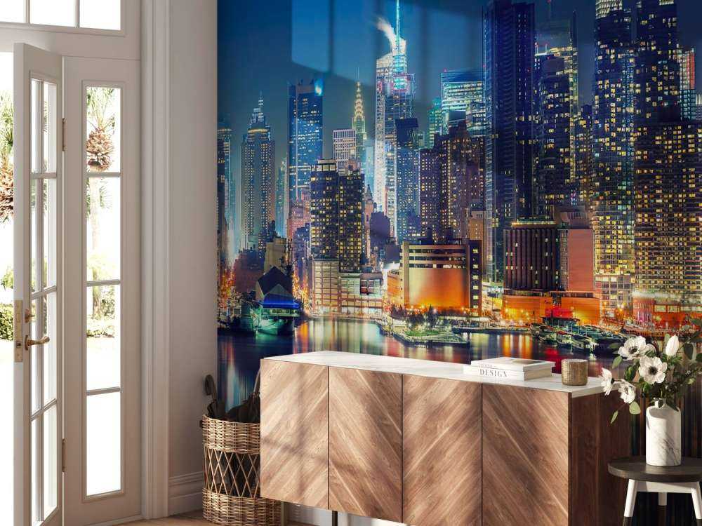 Fotobehang New York skyline in de nacht