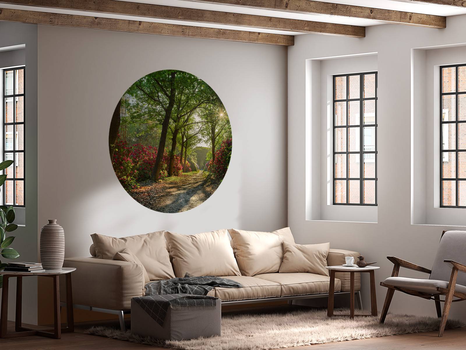 Zonsopkomst bij pad met rhododendrons